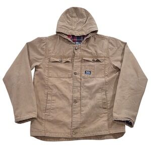 Walls Tough Wear Youth X Large 16 18 Tan Canvas Hooded Flannel Lined Work Jacket